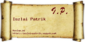 Iszlai Patrik névjegykártya